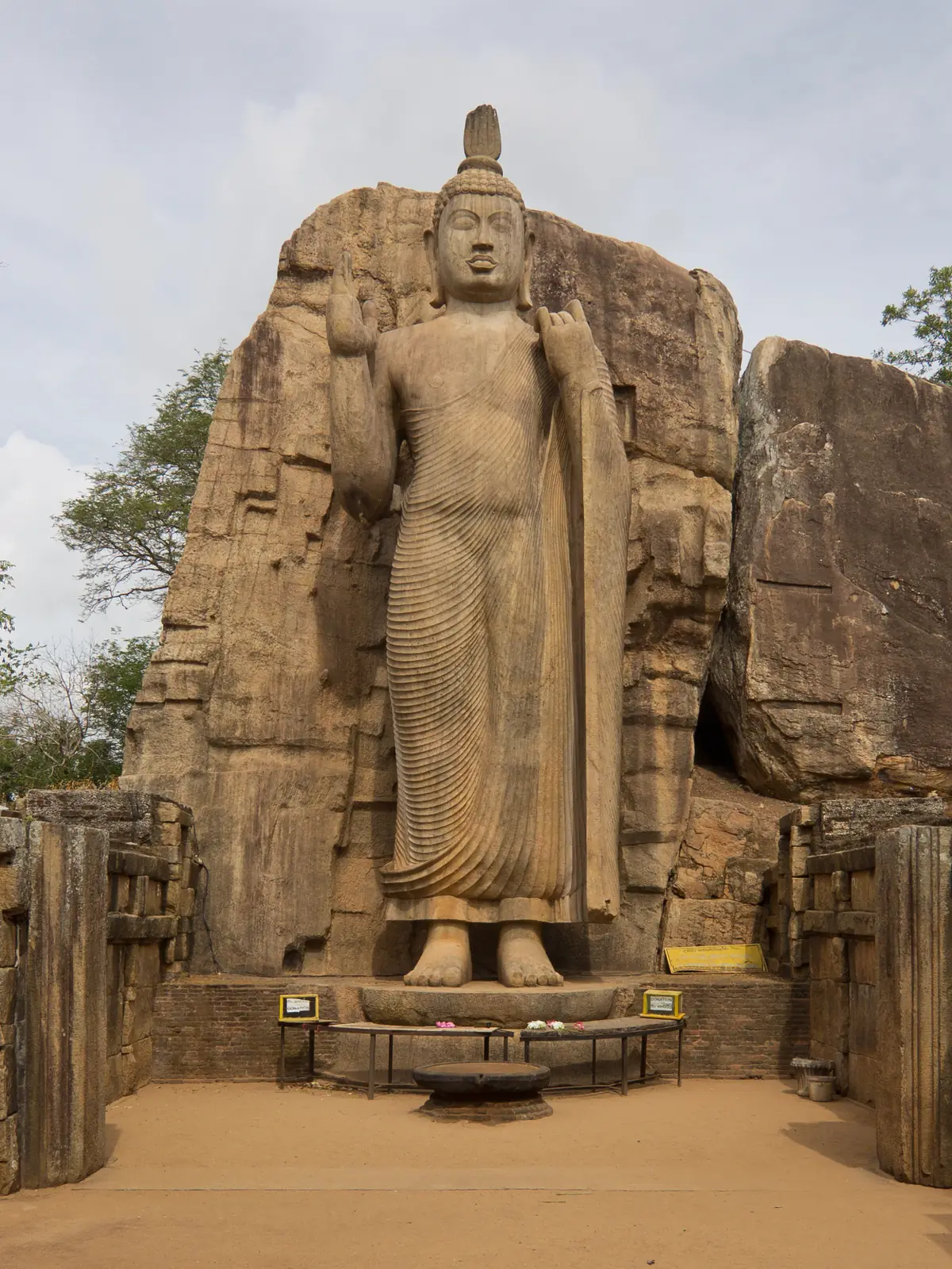The 12-metre standing Avukana Buddha statue carved from granite, Sri Lanka