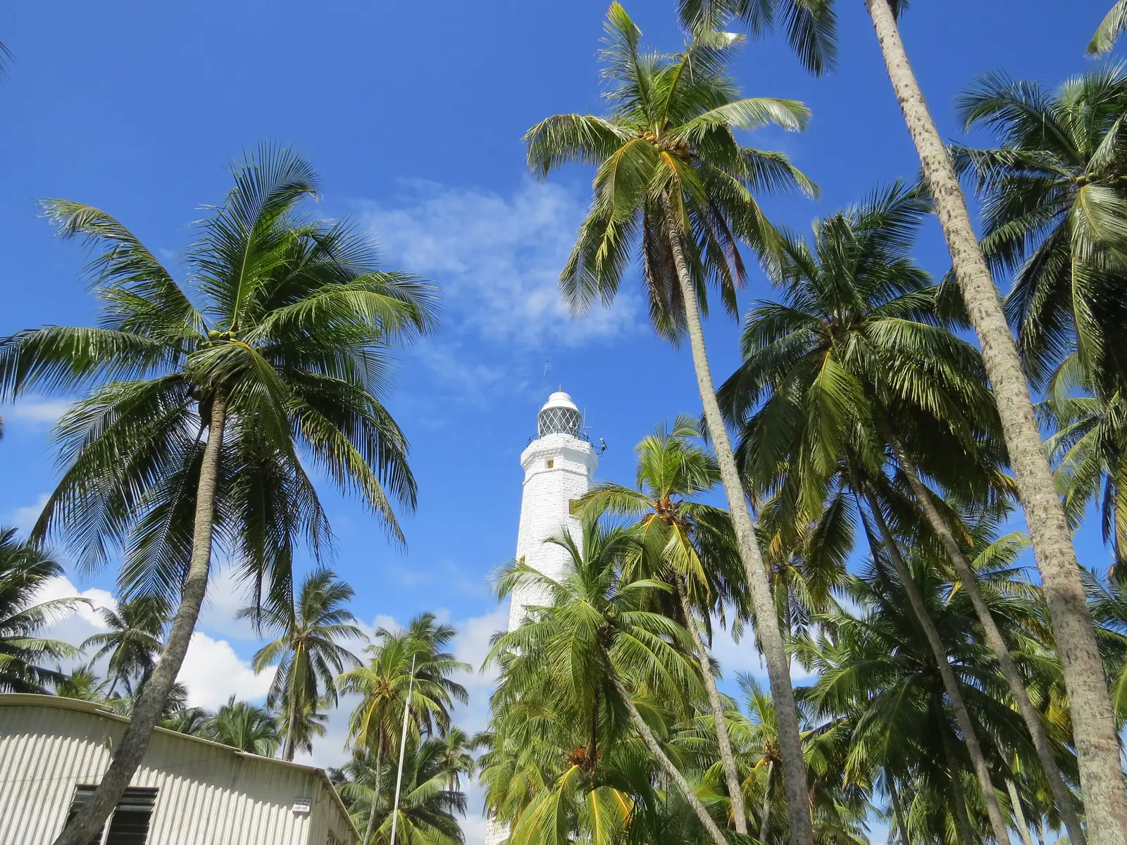 White octagonal Dondra Head Lighthouse at Sri Lanka's southernmost point