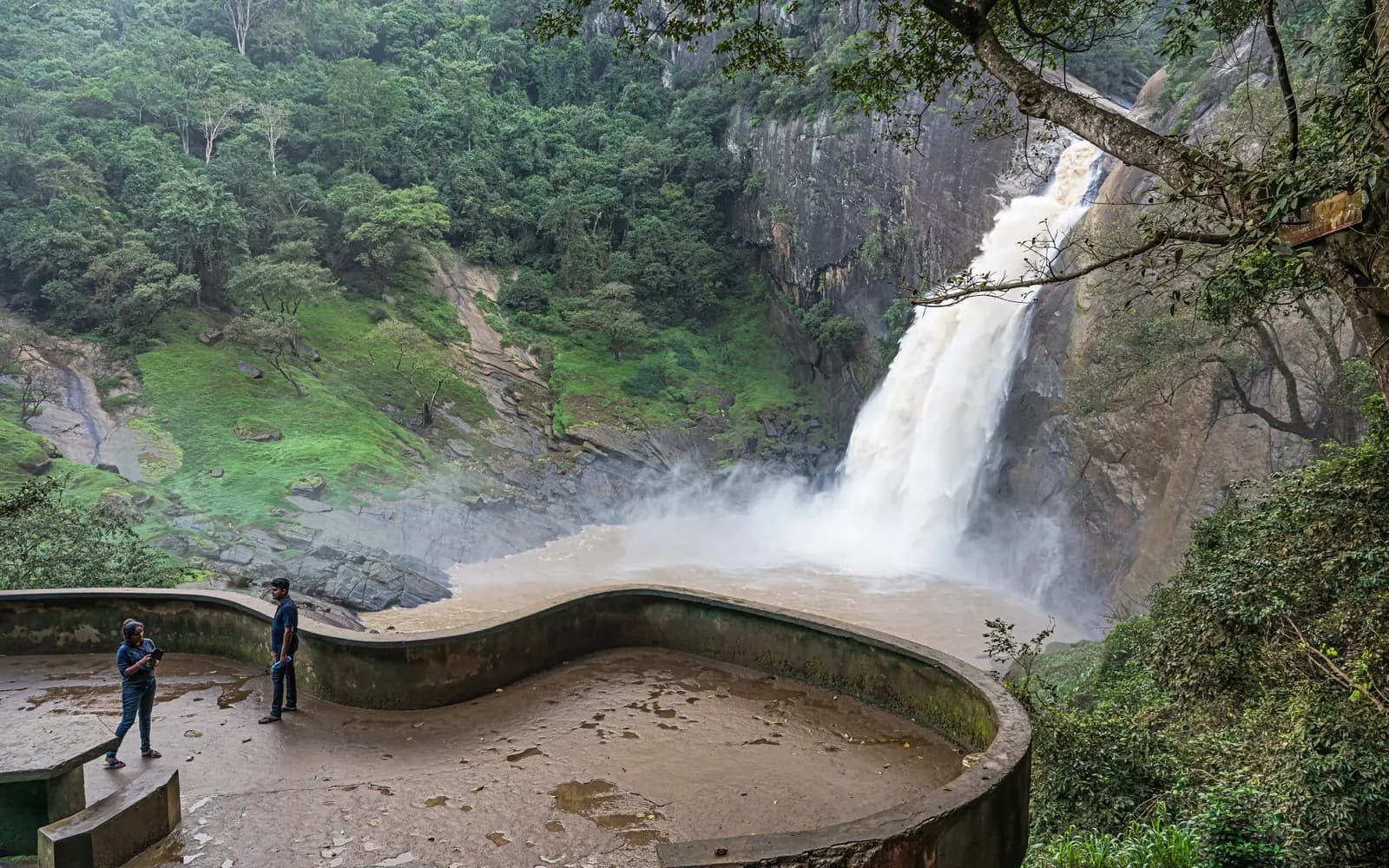 Dunhinda Falls and its misty plunge pool near Badulla, Sri Lanka