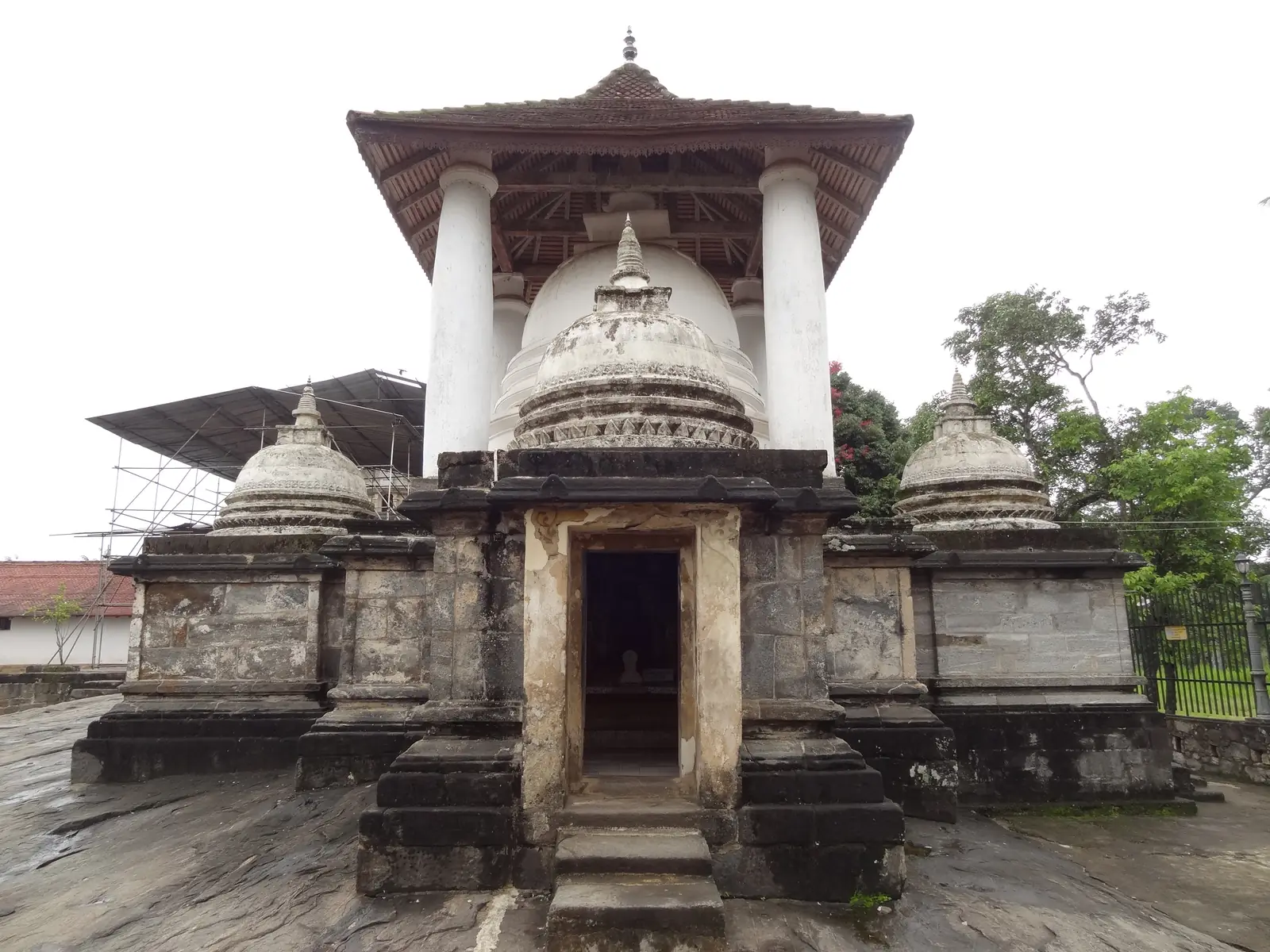 Stone-built Gadaladeniya Vihara temple on its rock near Kandy, Sri Lanka