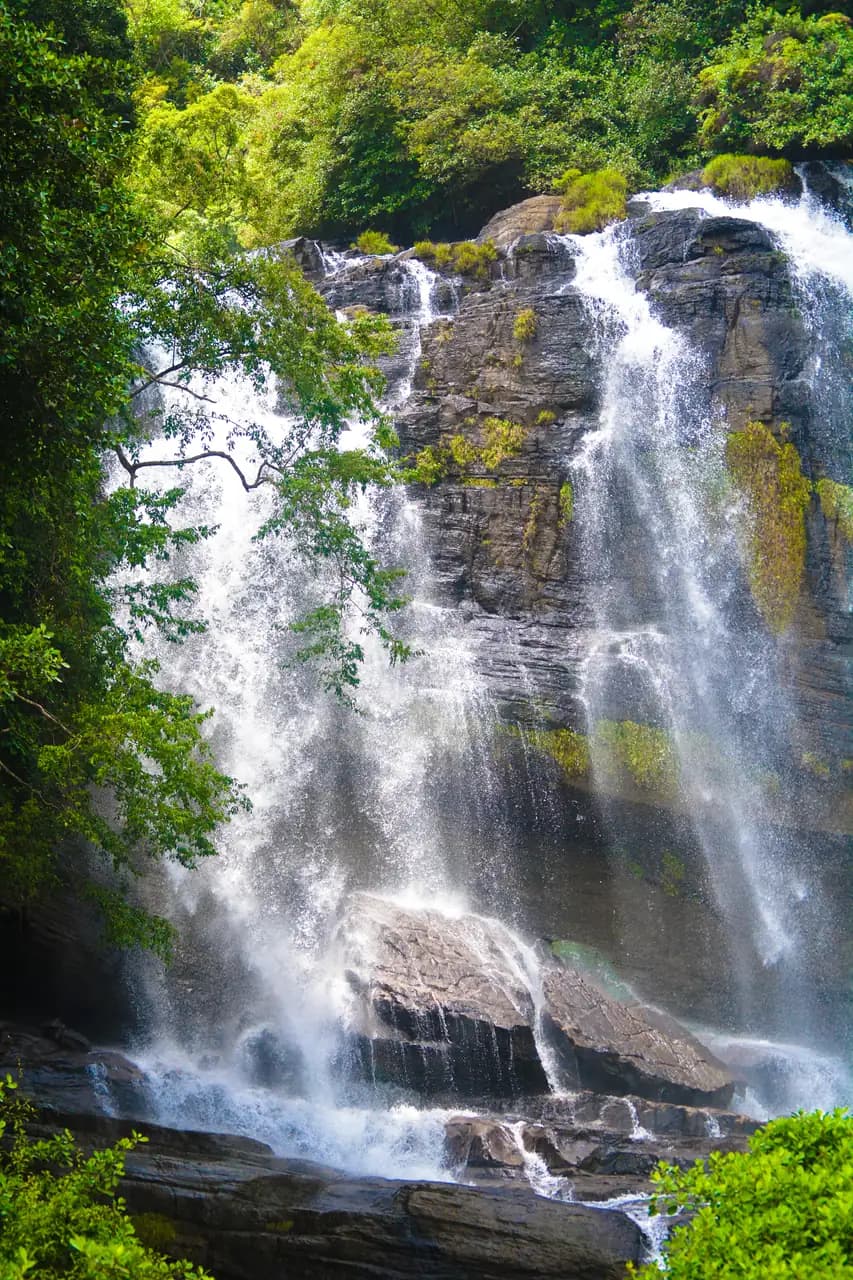 Galboda Falls near the railway in Sri Lanka's hill country