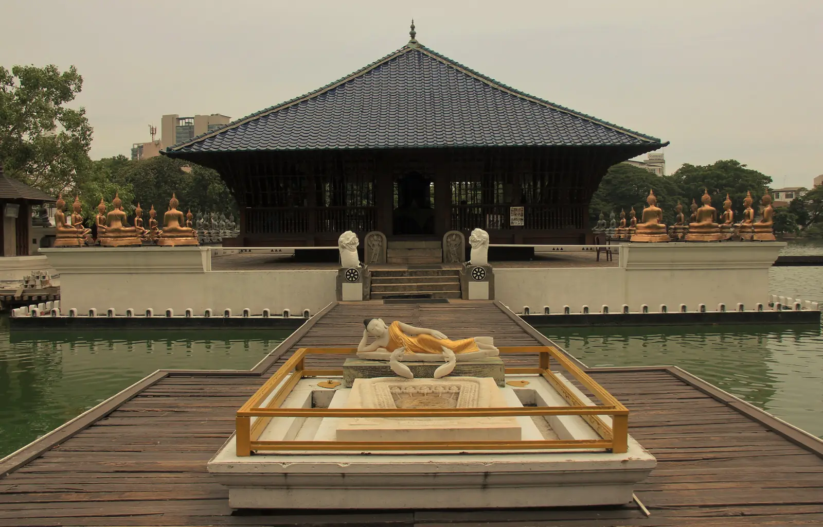 Seema Malaka lake pavilion of Gangaramaya Temple on Beira Lake, Colombo, Sri Lanka
