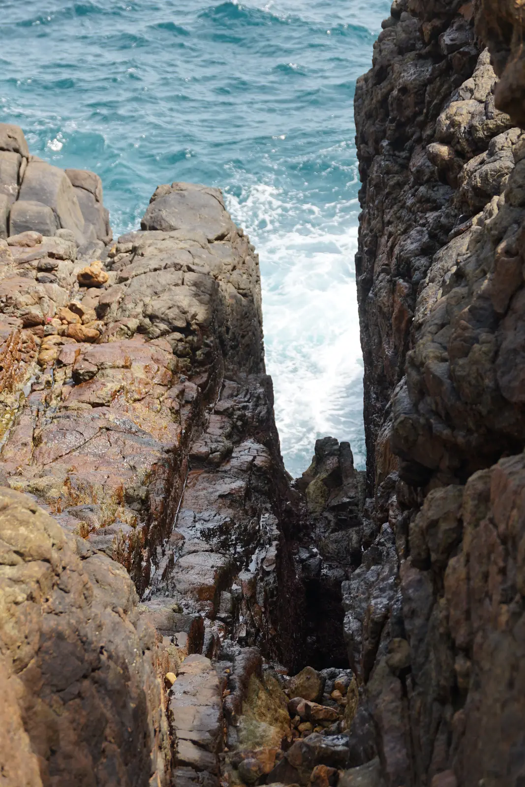 Hummanaya blowhole erupting seawater at Kudawella, Sri Lanka