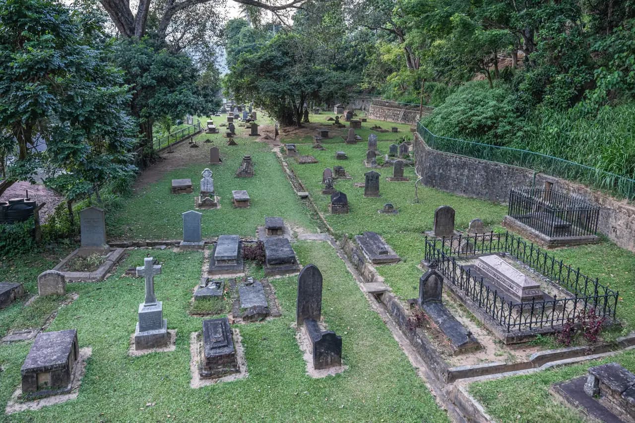 Headstones of the British Garrison Cemetery in Kandy, Sri Lanka