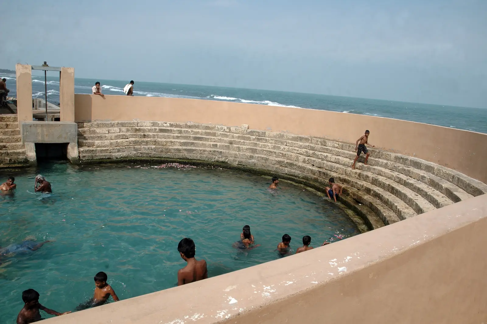 Keerimalai sacred spring bathing pond beside the sea, Jaffna, Sri Lanka