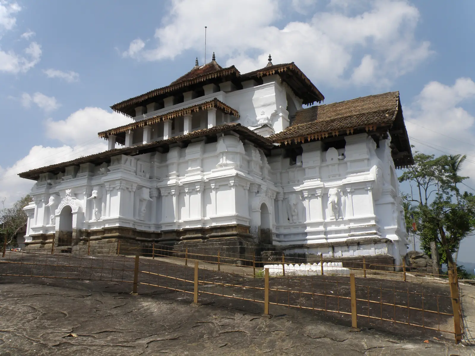 Lankatilaka Vihara temple rising from its rock near Kandy, Sri Lanka
