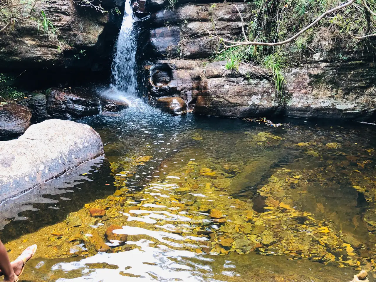 Lover's Leap waterfall above the Pedro estate, Nuwara Eliya, Sri Lanka