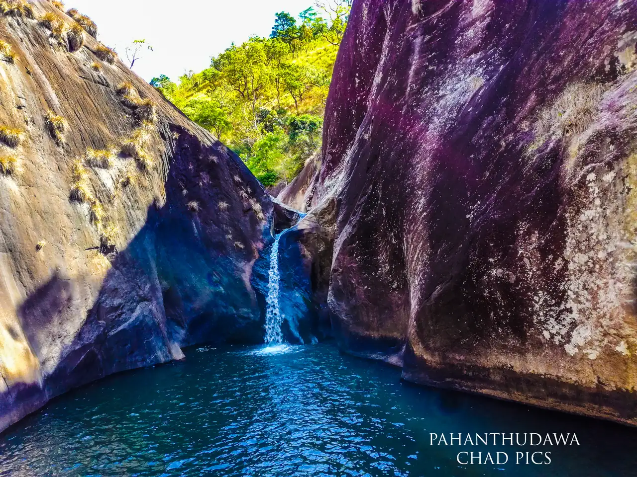 Pahanthudawa waterfall and its rock pool at Belihuloya, Sri Lanka
