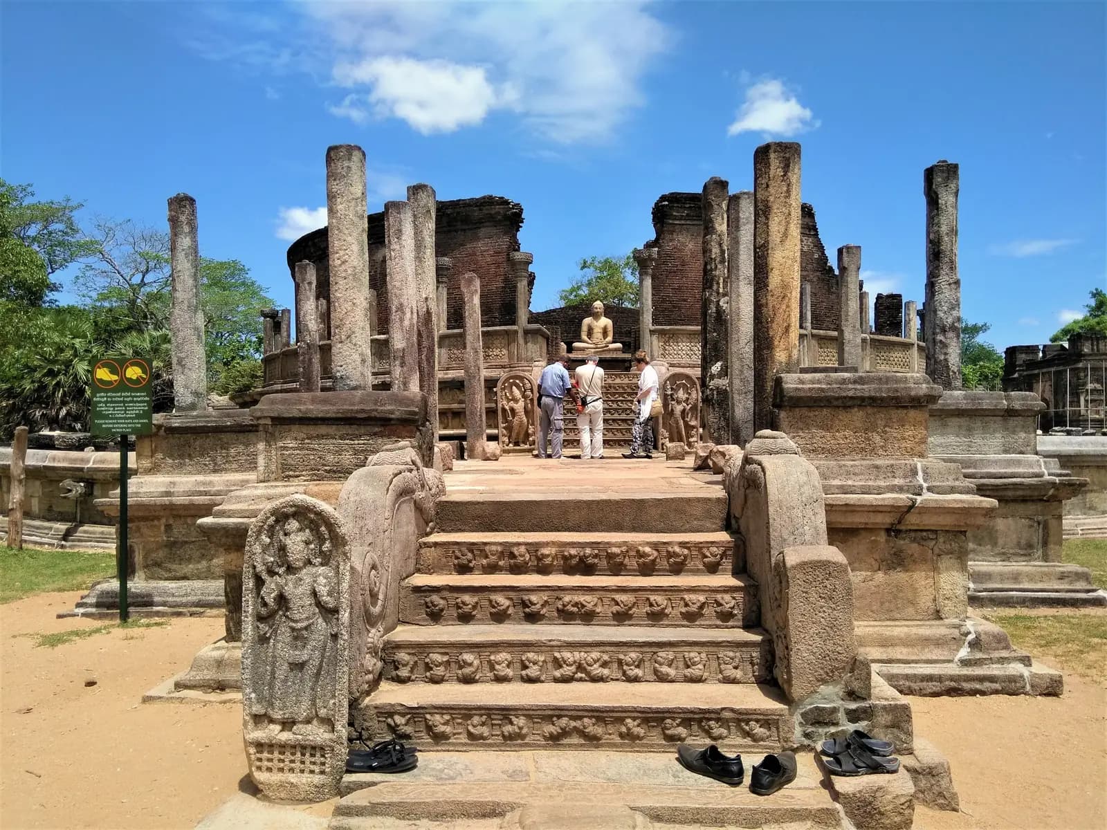 Circular Vatadage relic shrine in Polonnaruwa's Sacred Quadrangle, Sri Lanka