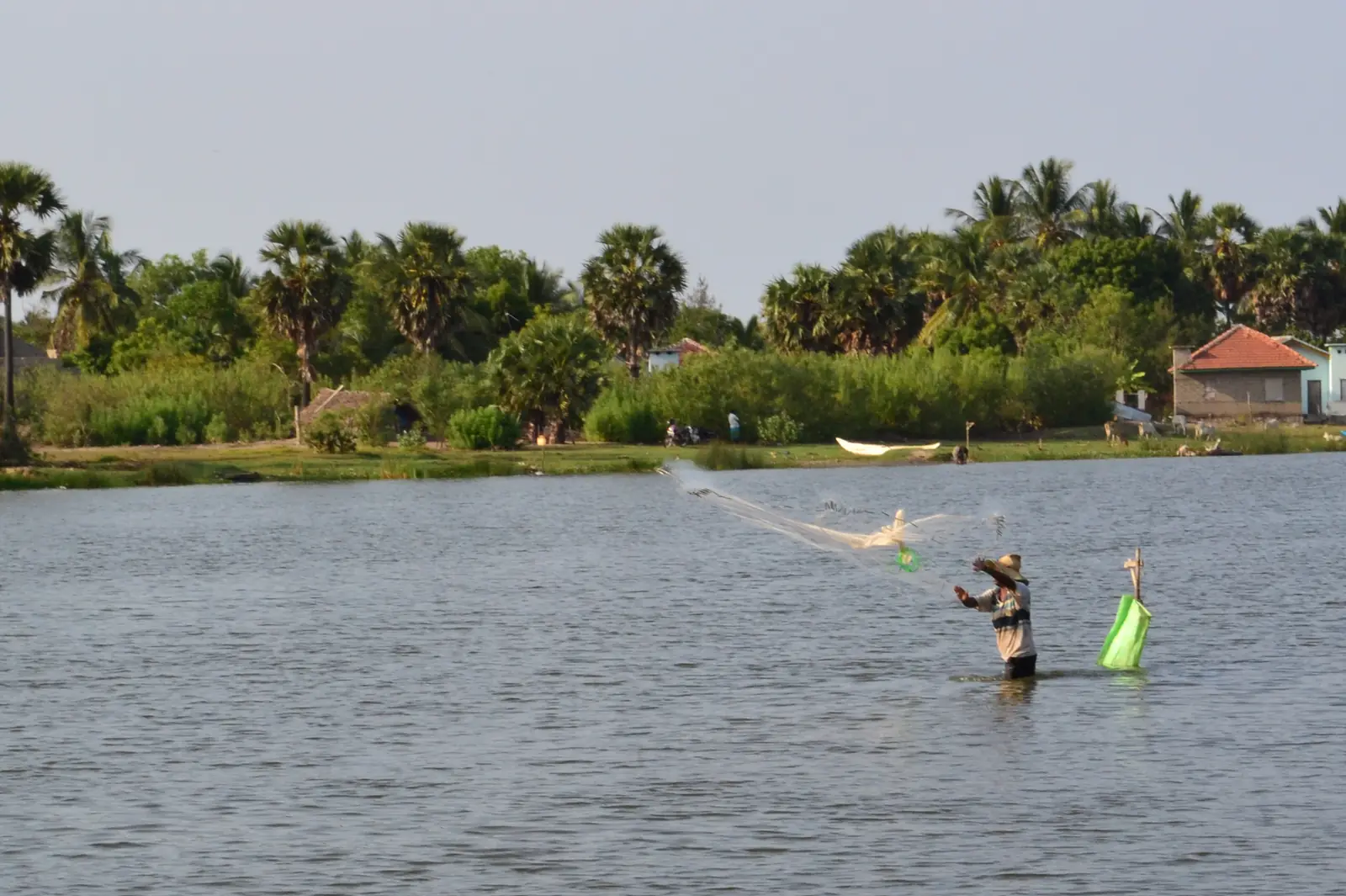 Fisherman on the still waters of Pottuvil Lagoon, Sri Lanka