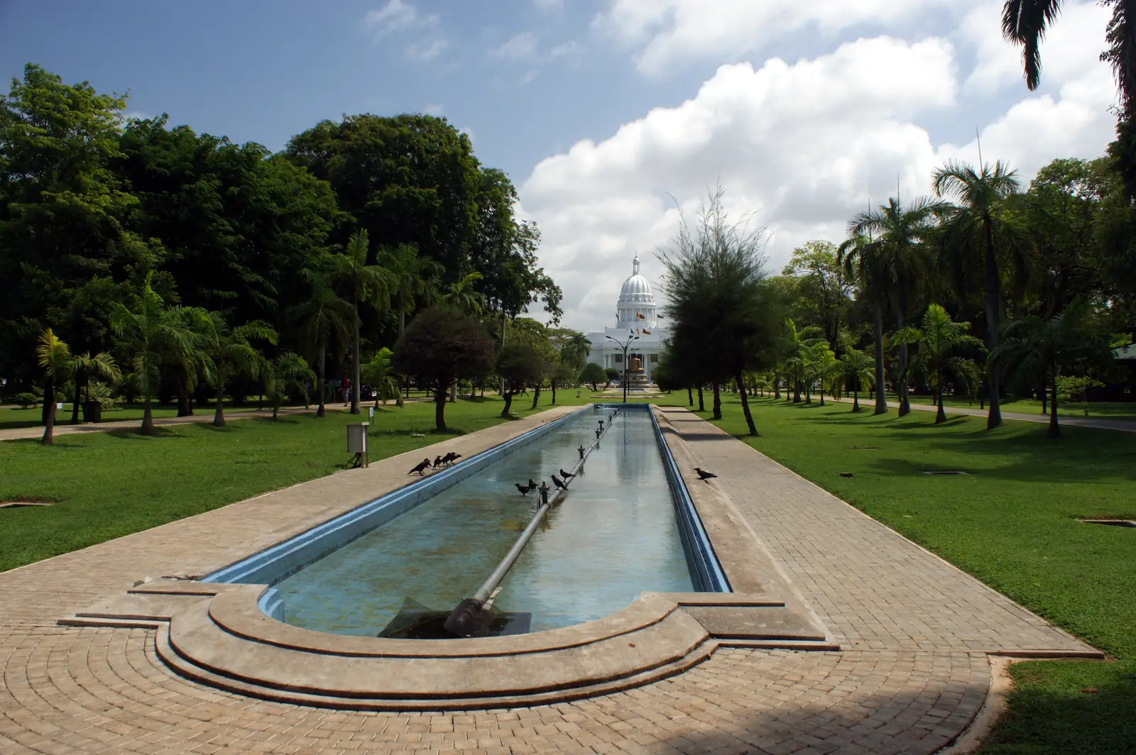 Viharamahadevi Park lawns with Colombo Town Hall behind, Sri Lanka